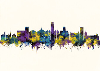 Fototapeta premium Albany City Skyline. Cityscape Skyscraper City Downtown Abstract Architecture Business View Building Corporate Landmarks Travel Background Buildings Landscape Modern Art
