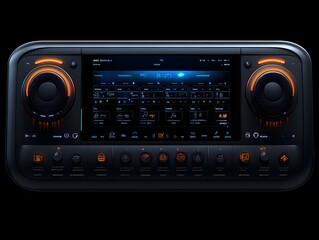 Fototapeta premium Futuristic smart home control panel of home appliances, sleek and modern digital interfaces perfect to create product designs or as part of smart home technology advertisements to attract consumers.