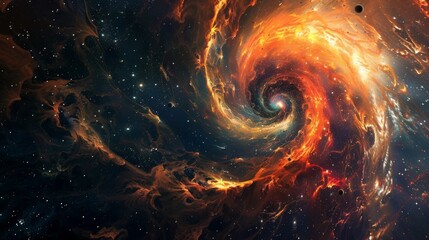 Vibrant swirling galaxies in deep space showcasing cosmic beauty and energy