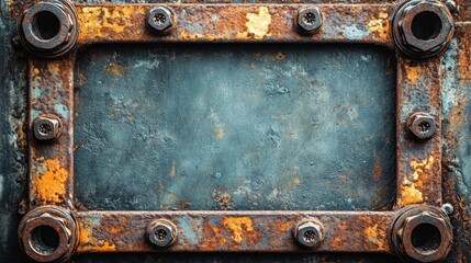 Rusty Metal Frame with Bolts and Nuts