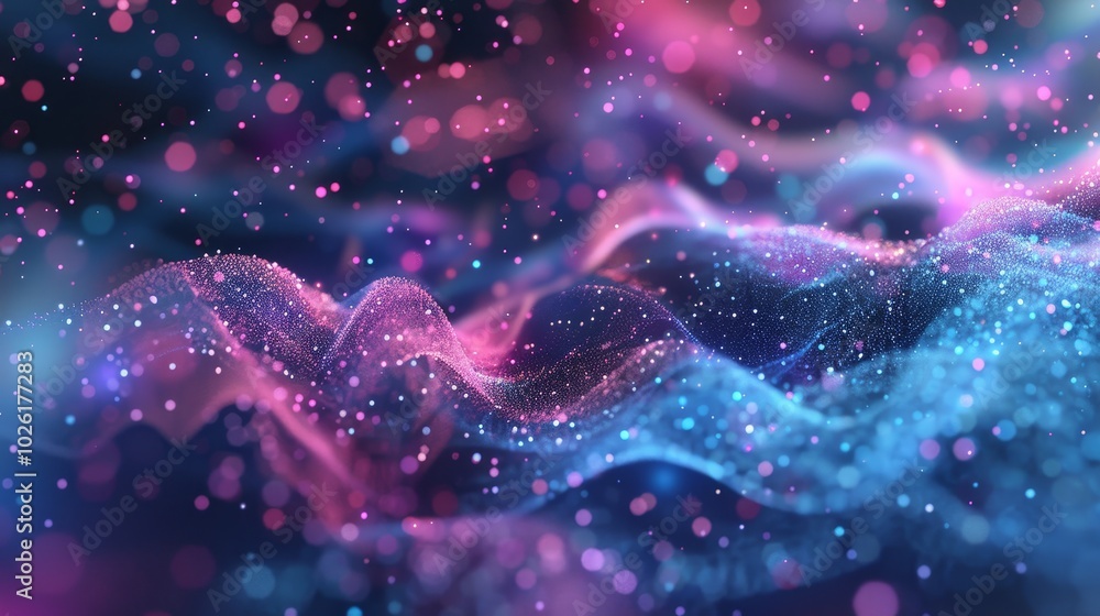 Aufkleber colorful waves of light create an abstract digital landscape with vibrant patterns and textures in a