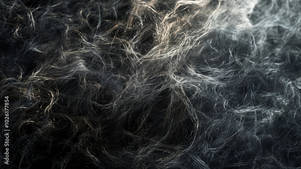 Poster swirling patterns of white mist create an ethereal atmosphere in dark surroundings