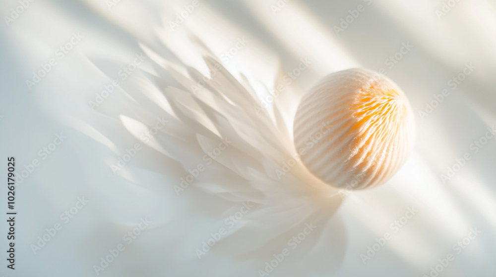 Poster delicate shell and shadow play on a soft white background