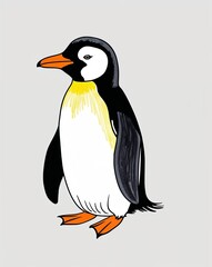 Fototapeta premium hand drawing Penguin clipart on plain white background