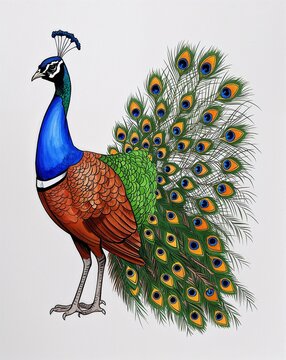 recommend clip art: hand drawing Peacock clipart on plain white background