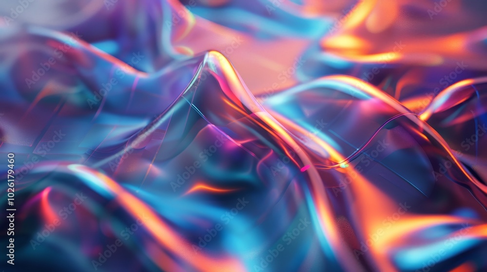 Poster colorful abstract waves create a vibrant texture with fluid shapes and light reflections in a creati