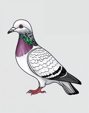 white pigeon bird portrait clip art preview
