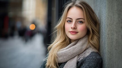 Portrait of lovely young woman in an urban setting Capturing the contrast between a modern, city environment and personal portraiture, this is often used in lifestyle photography.