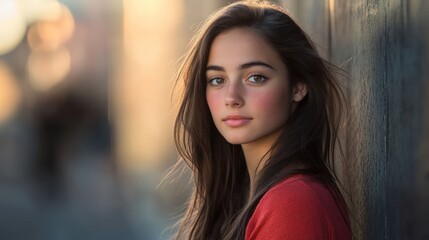 Portrait of lovely young woman in an urban setting Capturing the contrast between a modern, city environment and personal portraiture, this is often used in lifestyle photography.