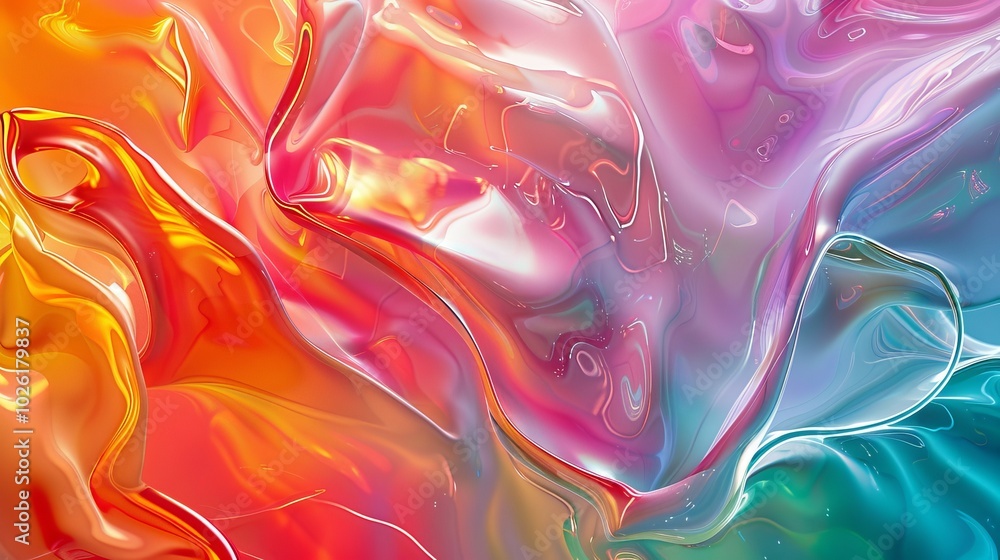 Aufkleber colorful abstract wave pattern creating a vibrant visual experience with rich hues and flowing textu
