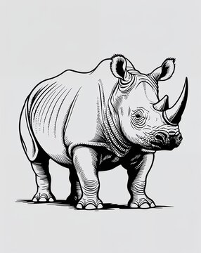 recommend clip art: hand drawing Rhinoceros clipart on plain white background