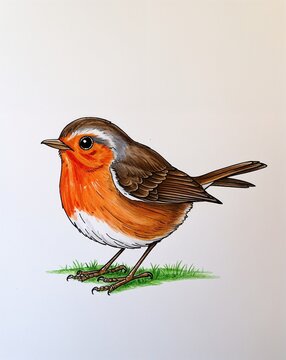 orange breasted robin bird drawing clip art preview