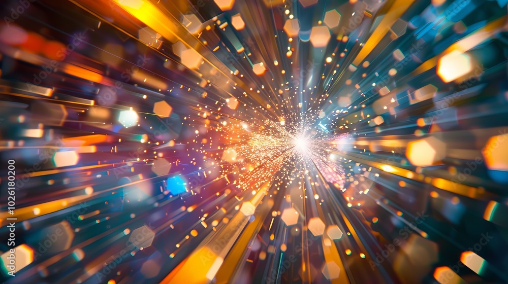 Poster colorful burst of light and energy creating a vibrant abstract composition in a dynamic environment