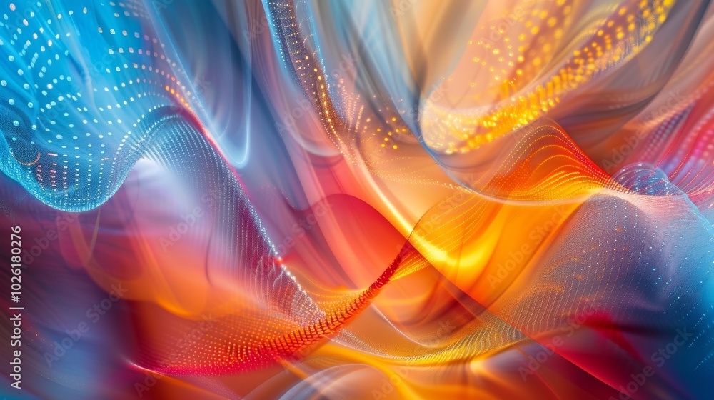 Poster vibrant abstract art showcasing dynamic colors and fluid shapes in an artistic flow