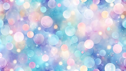 Fototapeta premium A soft watercolor pattern in pastel hues featuring a dreamy bokeh effect, perfect for creating enchanting backgrounds that evoke tranquility and artistic allure.