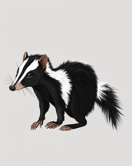 Obraz premium hand drawing Skunk clipart on plain white background