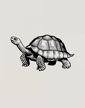 black and white tortoise walking clip art preview