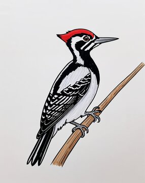 red-crested woodpecker perched on branch clip art preview
