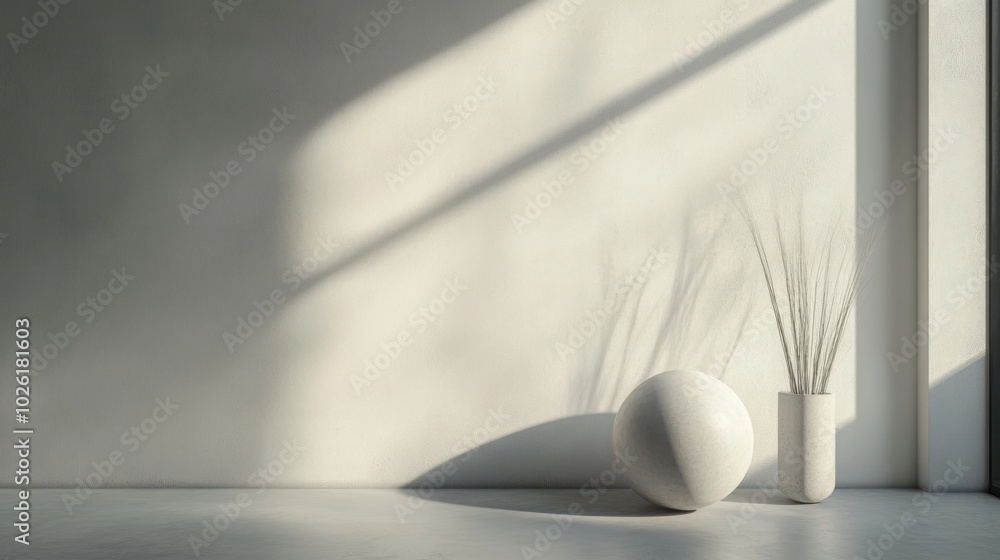 Poster shadow in minimalism - focusing on the use of shadows in minimalist design, where the simplicity of 