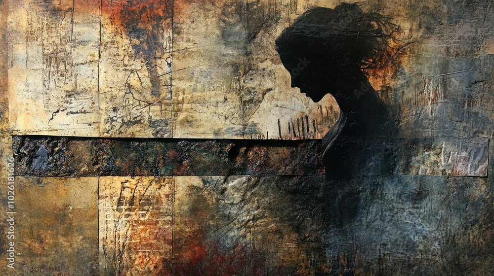 Poster shadow in mixed media art - exploring the use of shadows in mixed media artworks, where shadows inte