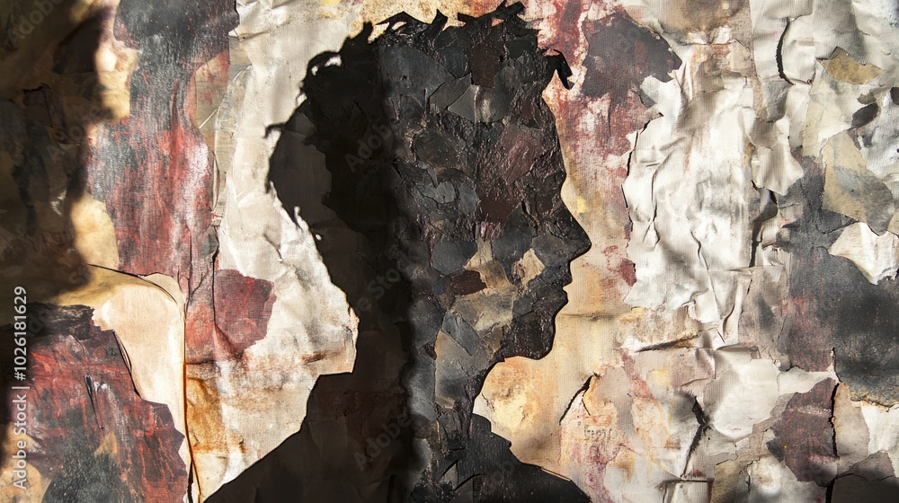 Poster shadow in mixed media art - exploring the use of shadows in mixed media artworks, where shadows inte