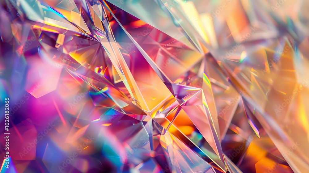 Poster colorful reflections and light play through shimmering crystals in an abstract display