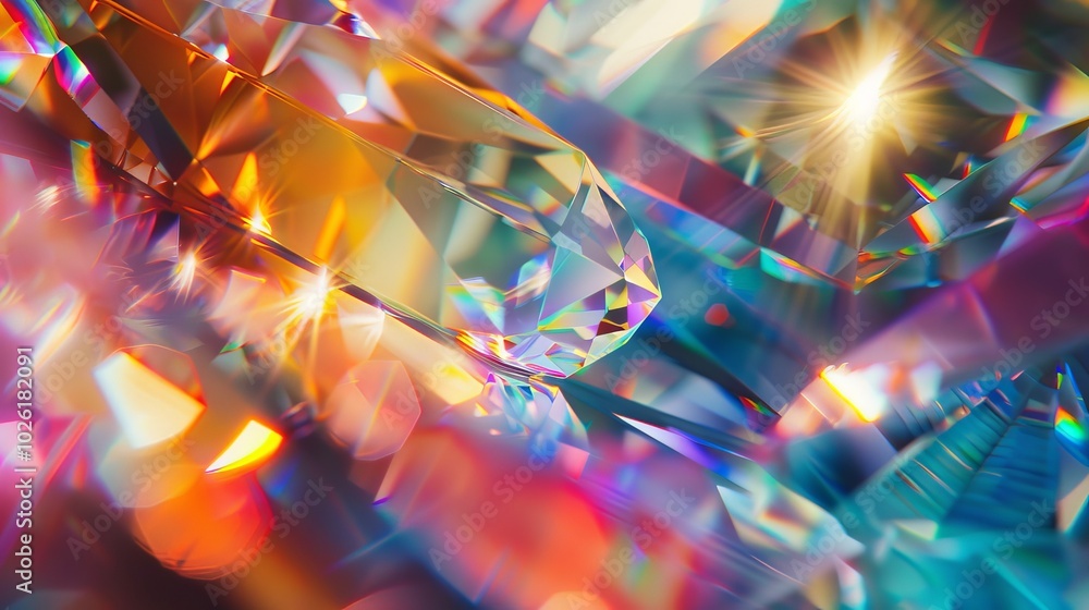 Poster colorful crystal texture reflecting light in a vibrant display of vibrant hues and intricate pattern