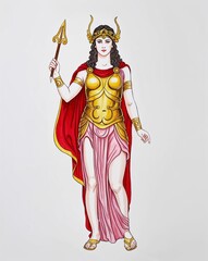Fototapeta premium hand drawing athena clipart on plain white background