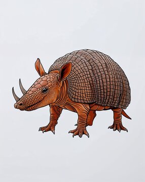 armadillo standing, brown, detailed clip art preview