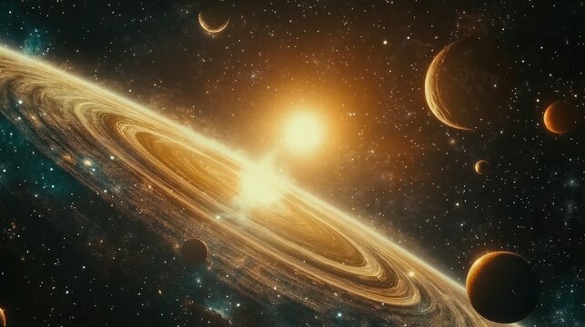 Space-themed video background, offering stunning visuals of galaxies, stars, and planets, perfect for content related to science, exploration, or sci-fi