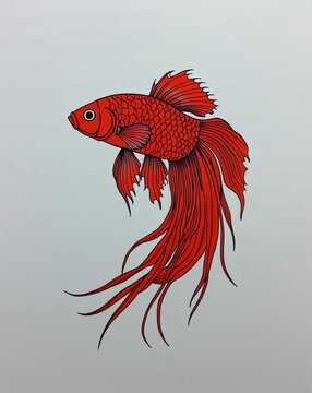 recommend clip art: hand drawing Betta Fish clipart on plain white background