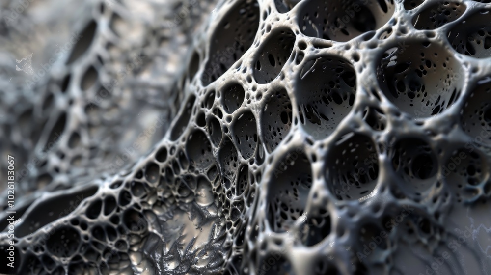 Poster intricate black foam structure displaying unique textures and patterns, highlighting the beauty of n