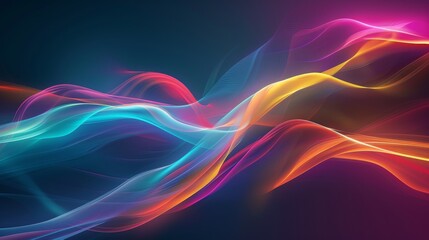 Fototapeta premium Colorful light waves flowing gracefully in a dark background at an abstract art exhibition event