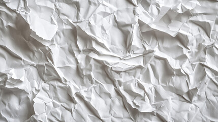 Obraz premium Crumpled white paper texture with intricate folds and shadows in natural light