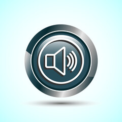 Volume Icon Design Illustration, Sound Icon For Apps and Websites, Gray Color Round Button Design