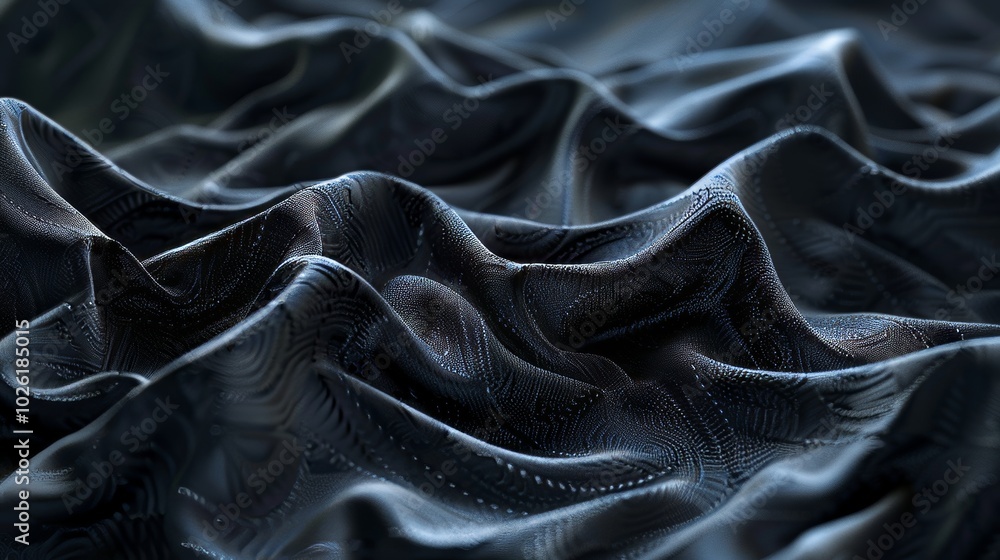 Poster textured dark fabric with subtle waves and folds creating an elegant and rich appearance in soft lig