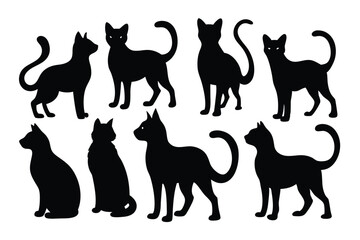 This Cat Silhouette Vector Set features sleek, minimal designs of cats in various poses. Perfect for pet-themed projects, logos, or artwork requiring a stylish, feline touch.
