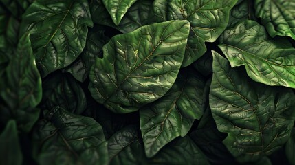Fototapeta premium Dense green leaves create a lush background adding a vibrant touch to any natural setting