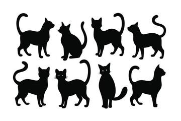 This Cat Silhouette Vector Set features sleek, minimal designs of cats in various poses. Perfect for pet-themed projects, logos, or artwork requiring a stylish, feline touch.
