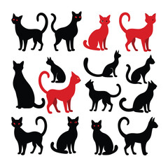 This Cat Silhouette Vector Set features sleek, minimal designs of cats in various poses. Perfect for pet-themed projects, logos, or artwork requiring a stylish, feline touch.