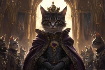 Fototapeta premium Regal Cat in a Majestic Pose on Her Throne