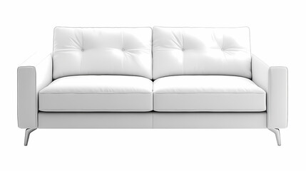 An isolated leather sofa with cushions on a white background, suitable for comfortable seating in a modern home