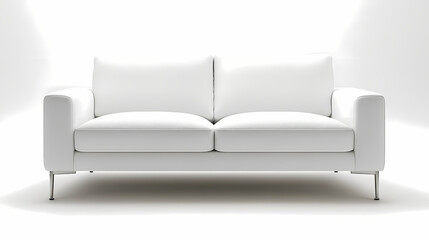 An isolated leather sofa with cushions on a white background, suitable for comfortable seating in a modern home
