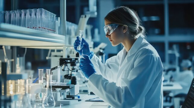 A cutting-edge biotechnology lab developing new vaccines using gene-editing technology.