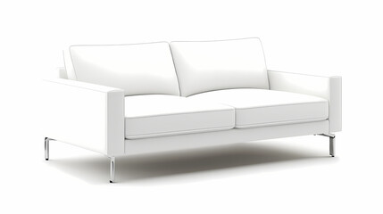 An isolated leather sofa with cushions on a white background, suitable for comfortable seating in a modern home