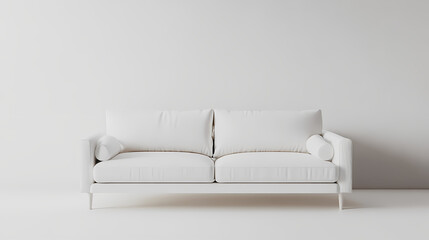 An isolated leather sofa with cushions on a white background, suitable for comfortable seating in a modern home