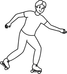 Ice skating athlete character line art. Skating outline vector art. Winter sports. One continuous line .One continuous drawing line drawing isolated minimal illustration.