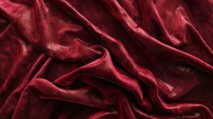 Obraz premium Rich crimson fabric draped elegantly showcasing luxurious texture and softness in a refined setting