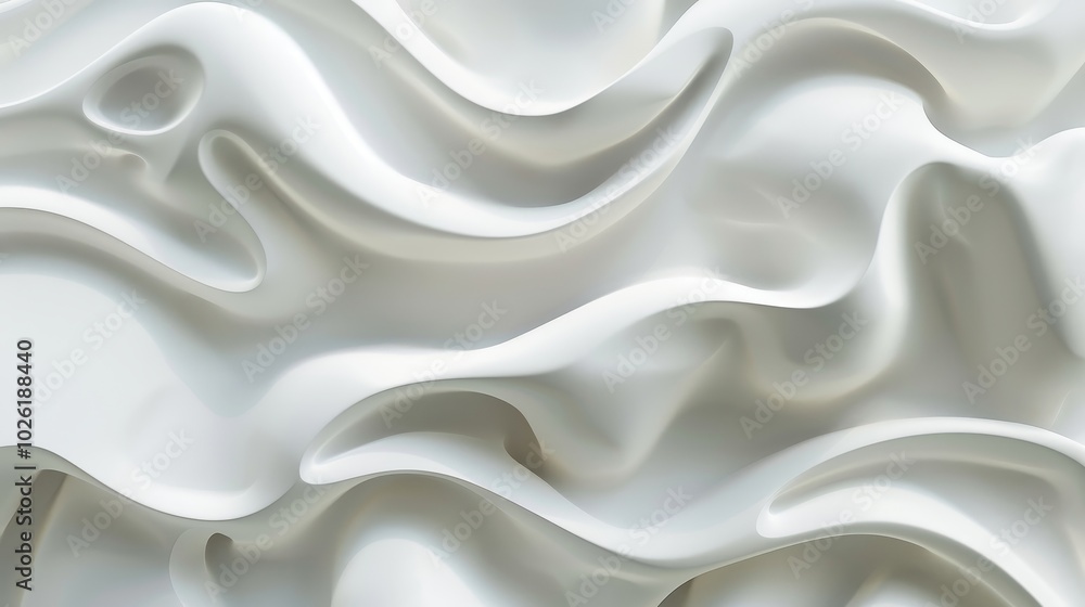 Aufkleber smooth, flowing texture of white material displaying intricate waves and curves in natural light