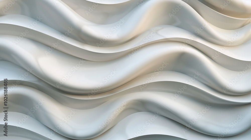 Poster abstract design featuring flowing waves in neutral tones, creating a soothing and modern texture